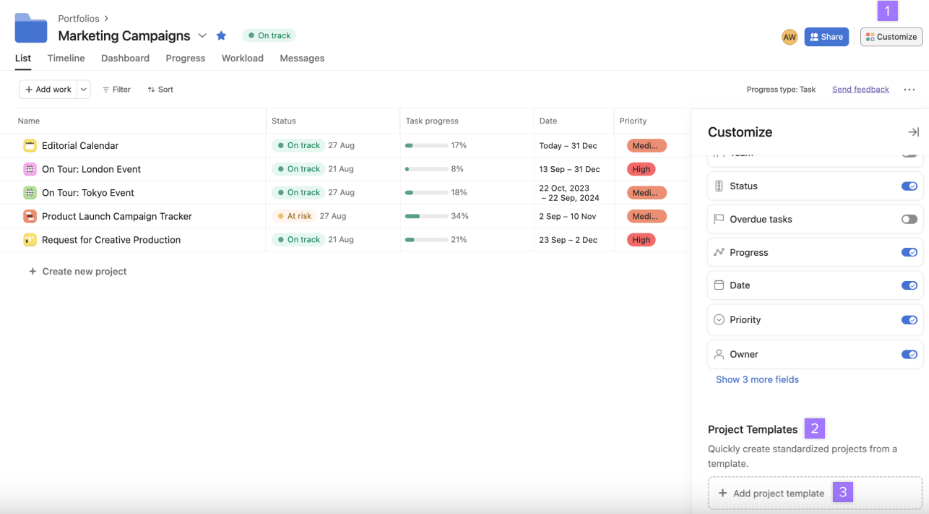 Add Project Templates to Portfolio
