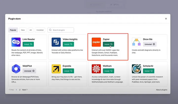 ChatGPT plugin store