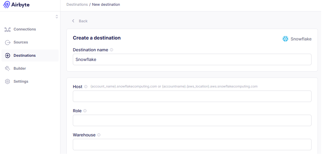 Create a destination