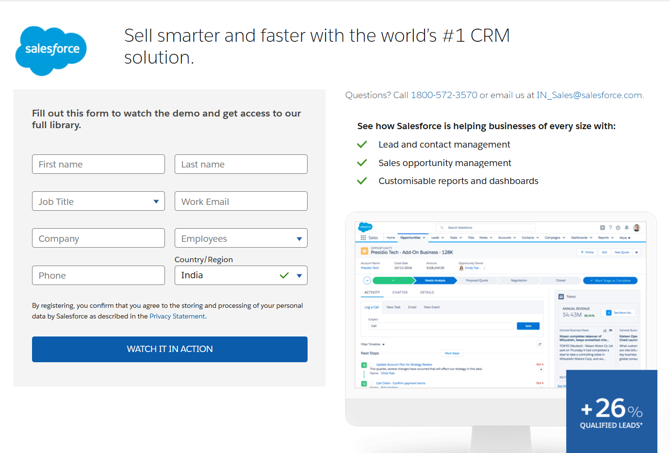 Salesforce CRM platform interface showing comprehensive customer data management capabilities for dashboard integration