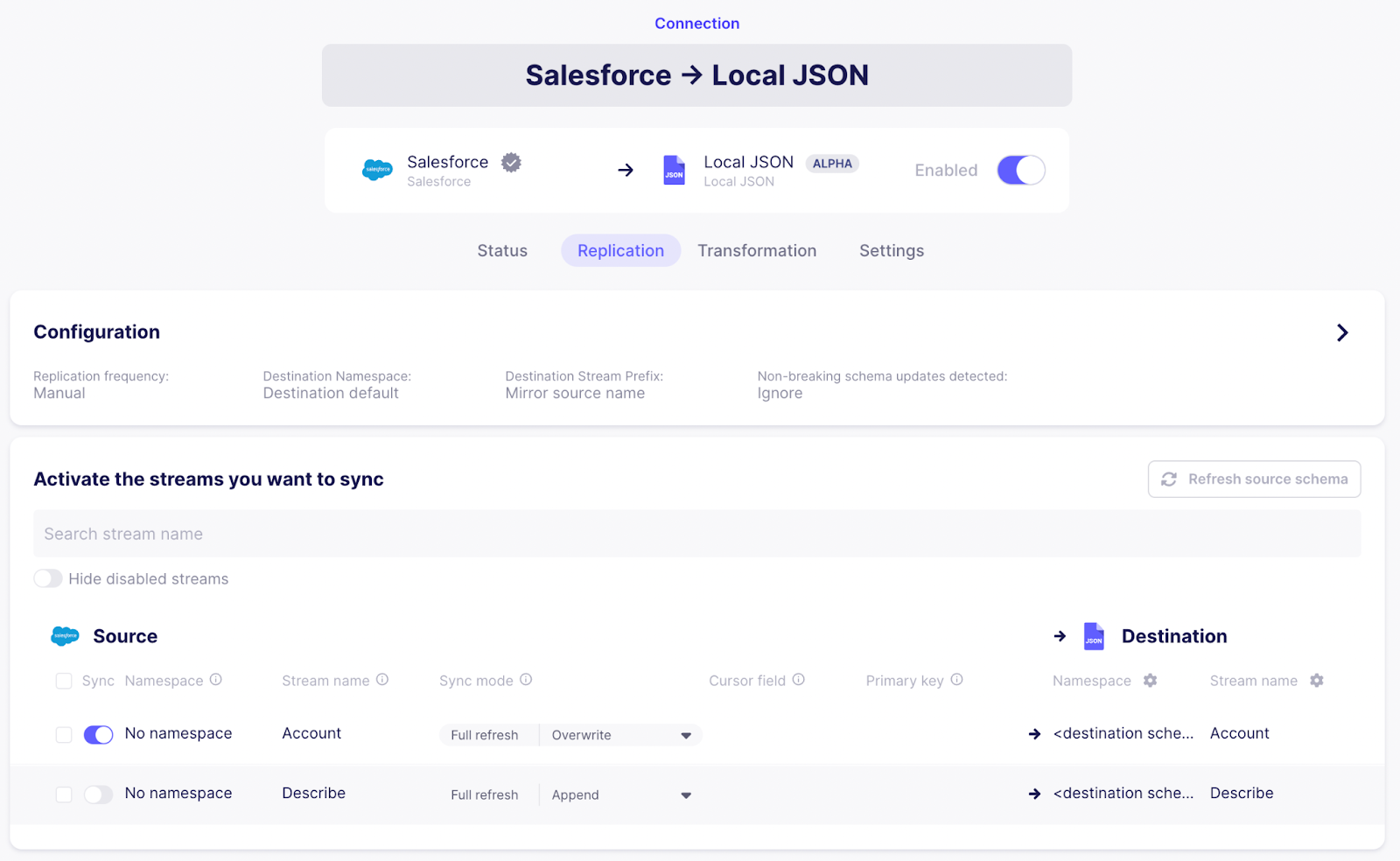 Salesforce to Local JSON Connection
