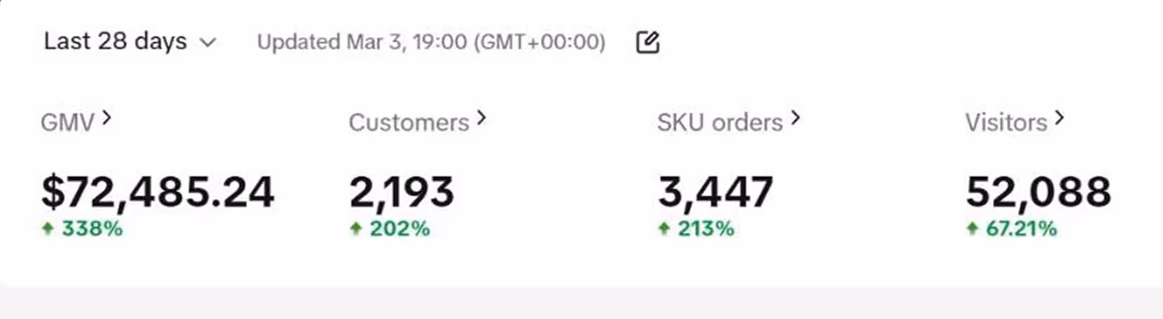 TikTok PPC results graph highlighting increase in conversions and brand visibility