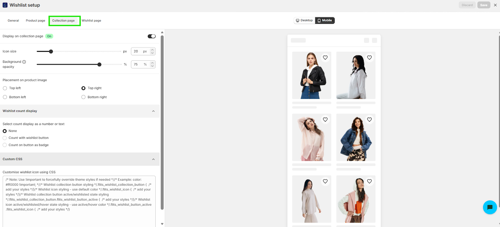 Collection Page Setup Preview