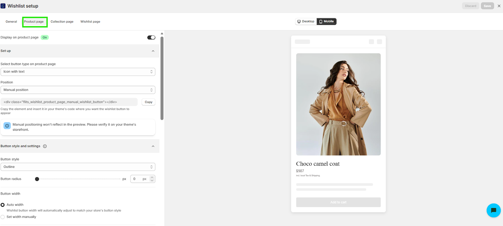 Product Page Setup Preview