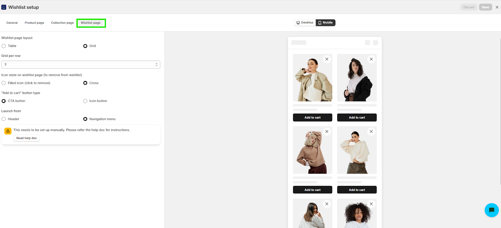 Wishlist Page Setup Preview