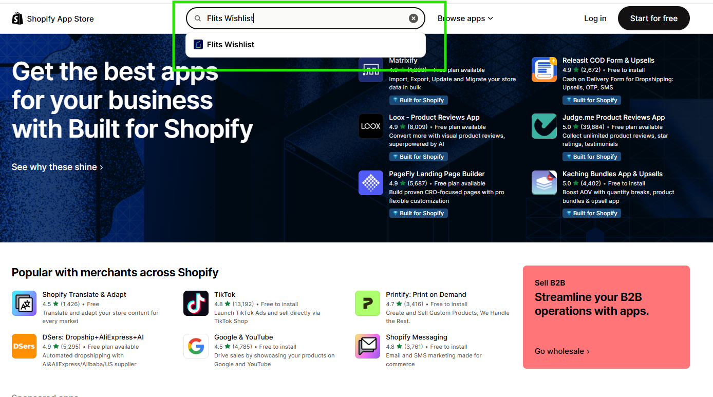 Shopify App Store Front