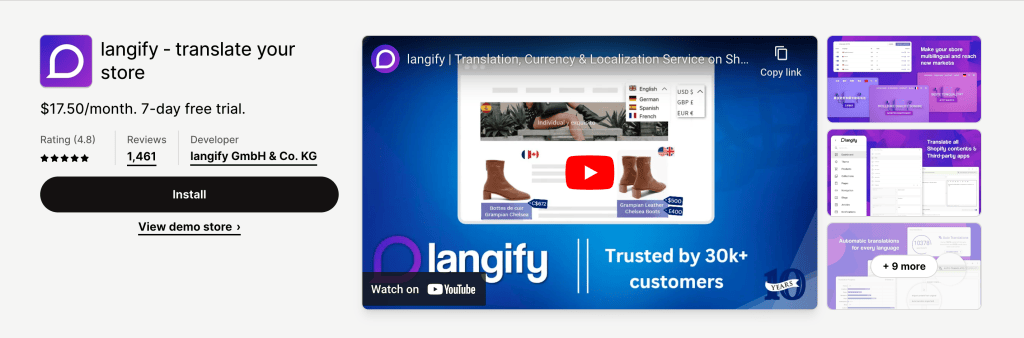 Store app design- Langify