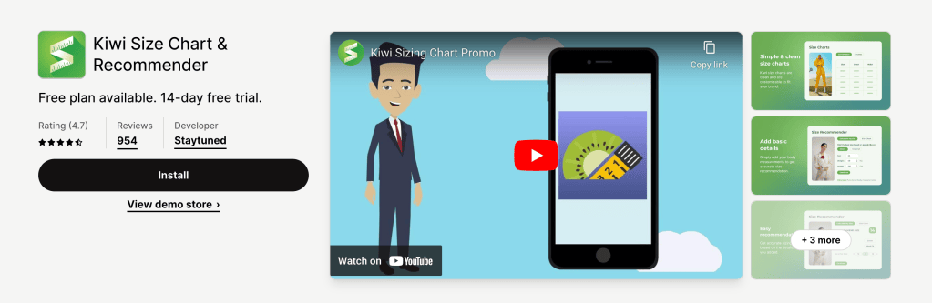 Store design- Kiwi chart size recommender