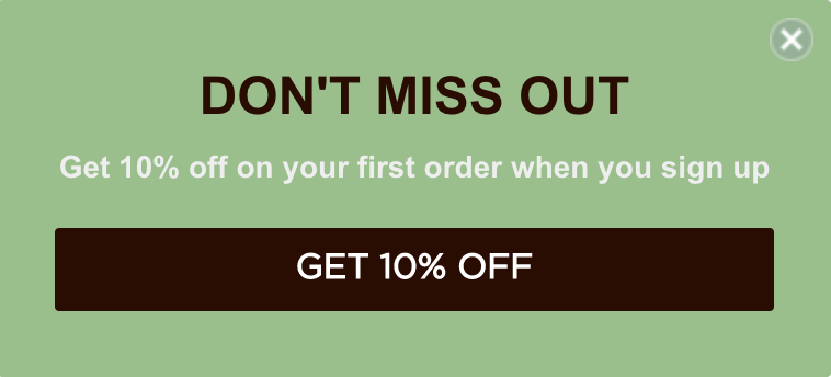 customer account page - get sign up on popup