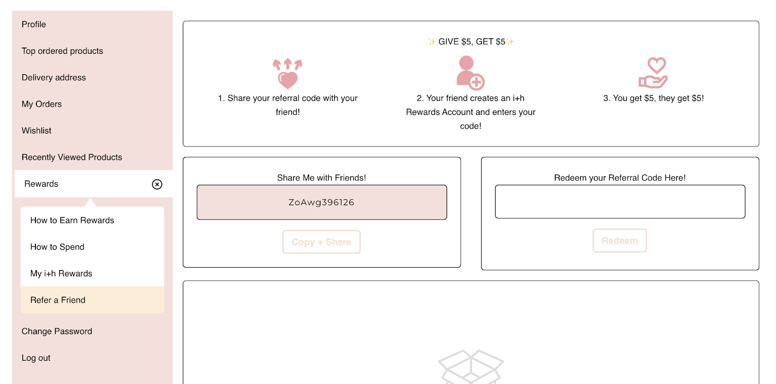 shopify rewards program customer account page flits indie and harper