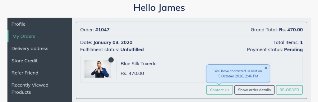 Contact us feature