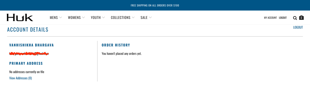 hukgear customer account page shopify