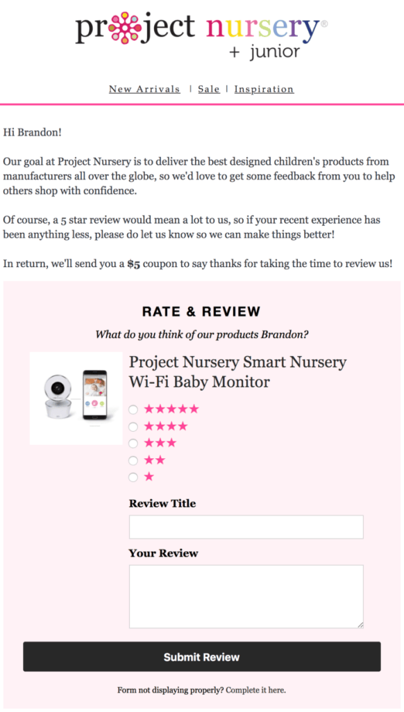 ecommerce feedback email
