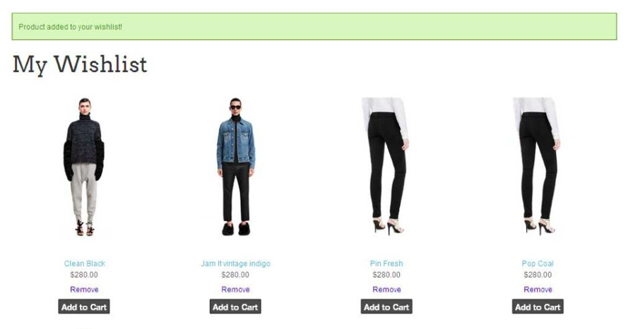 wishlist in customer account page