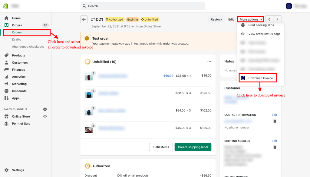 Invoice for Shopify
