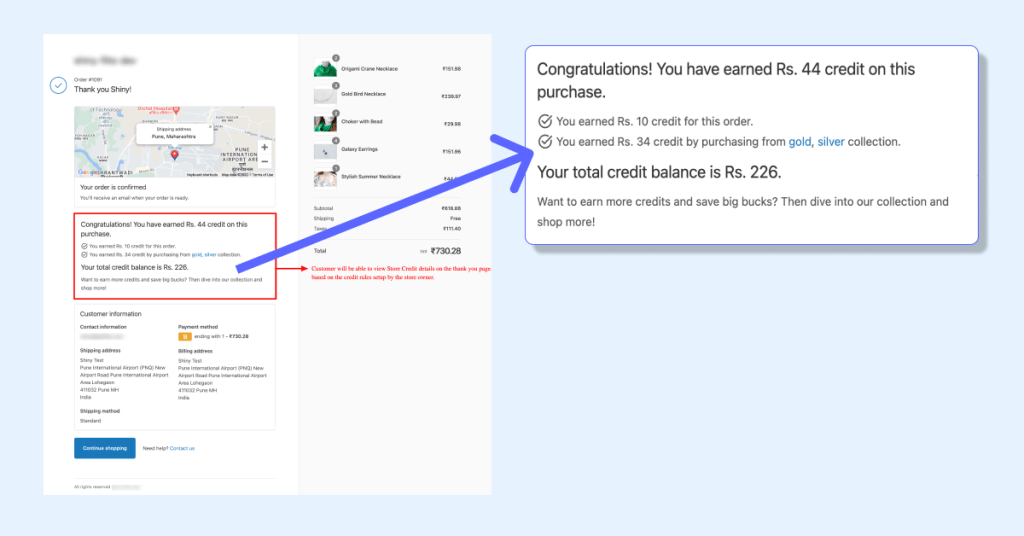 Flits store credit thank you page