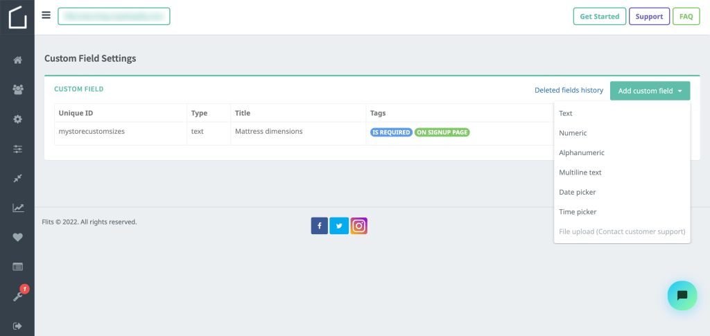 Admin custom fields