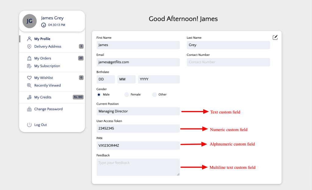 Custom field on profile page