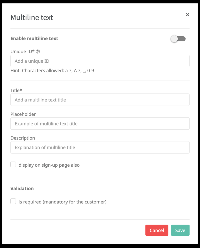 Custom field form