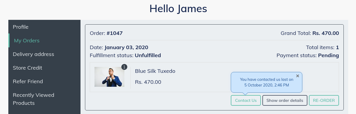 safety in customer accounts - contact feature