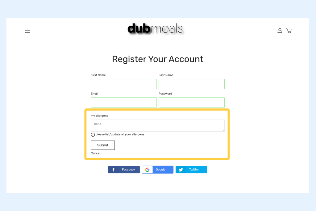 Dubmeals custom field