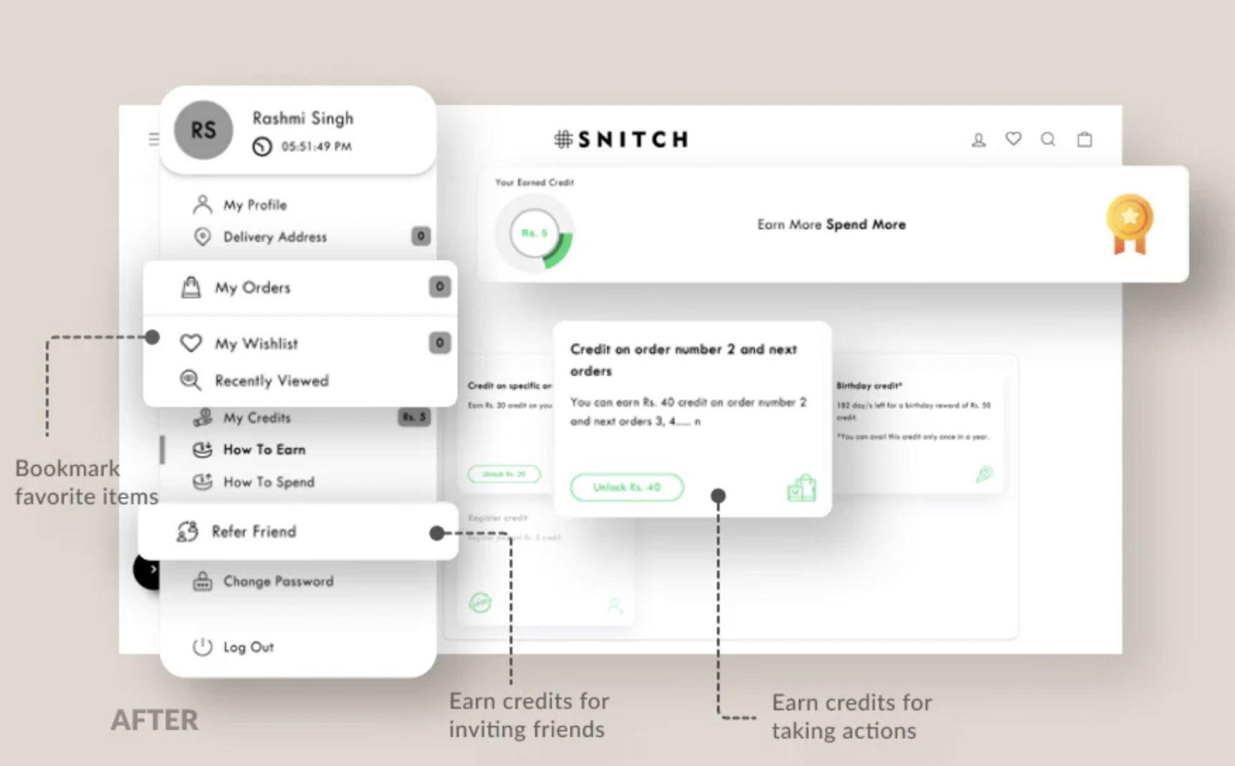 snitch shopify customer account page example
