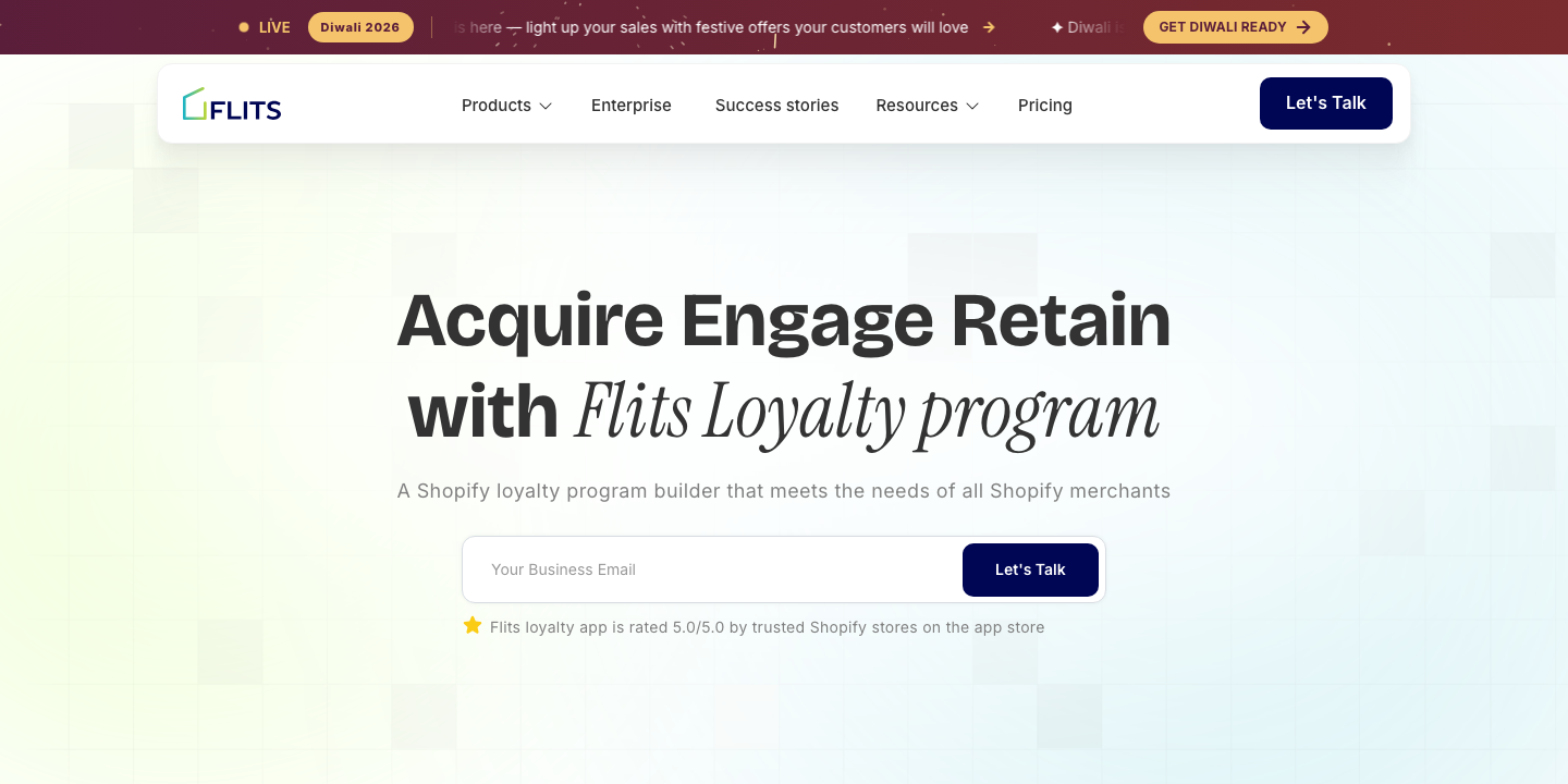 Flits Loyalty website hero section