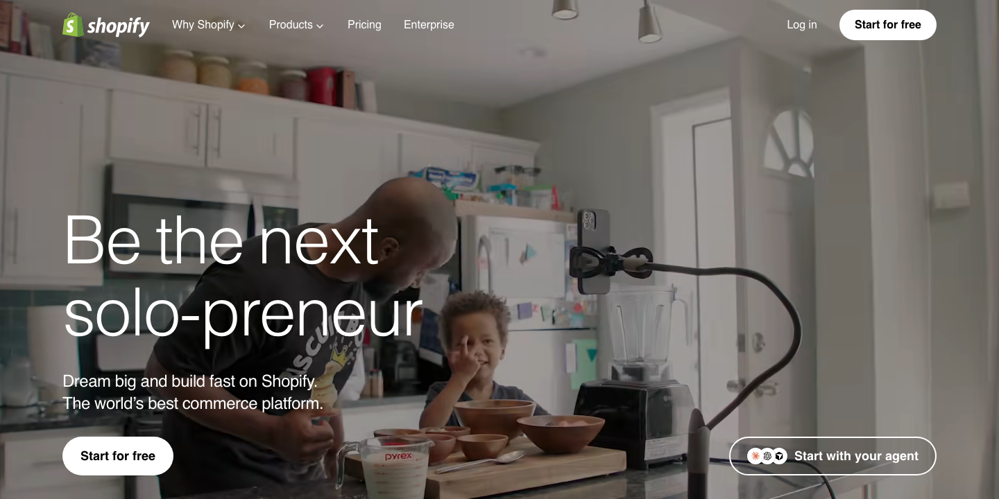 Shopify website hero section