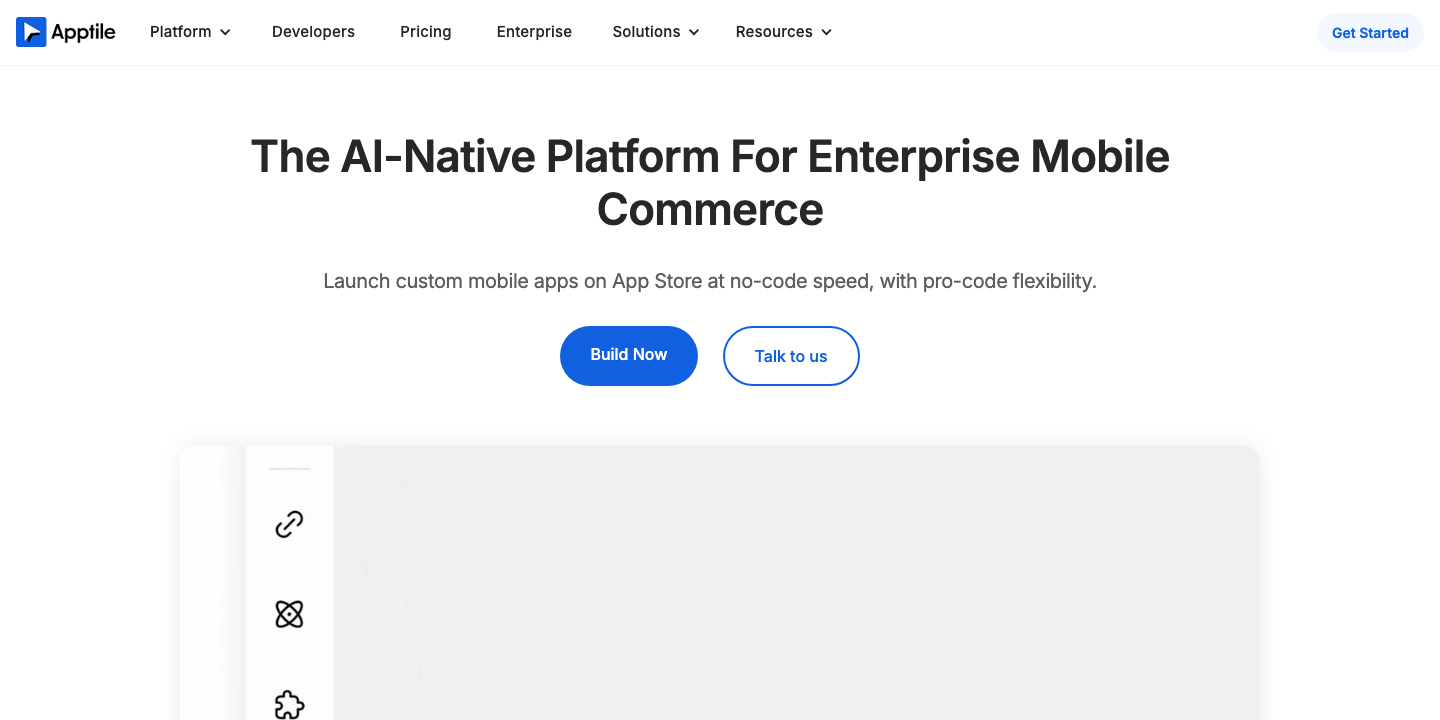 Apptile website hero section