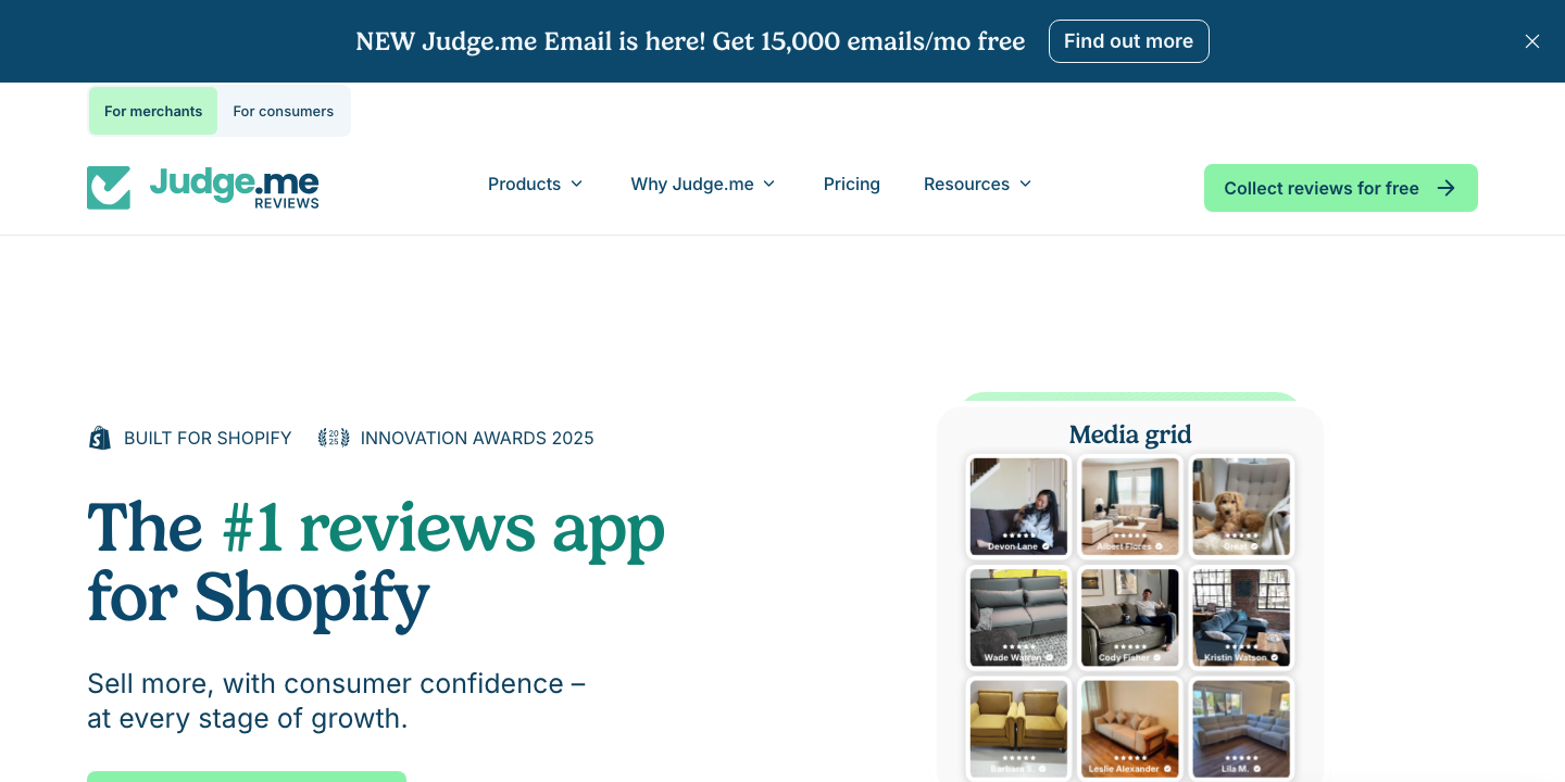Judge.me website hero section