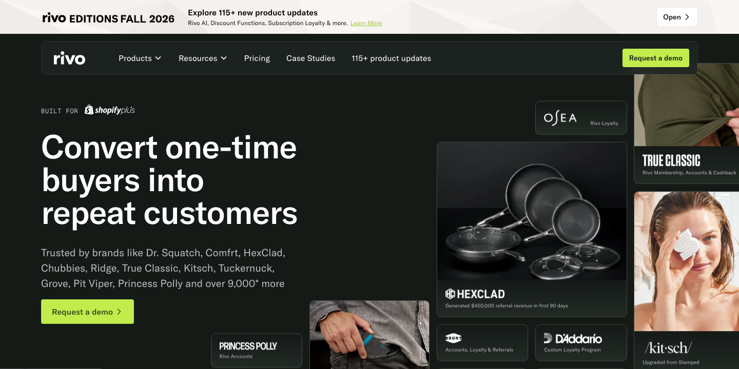 Rivo website hero section