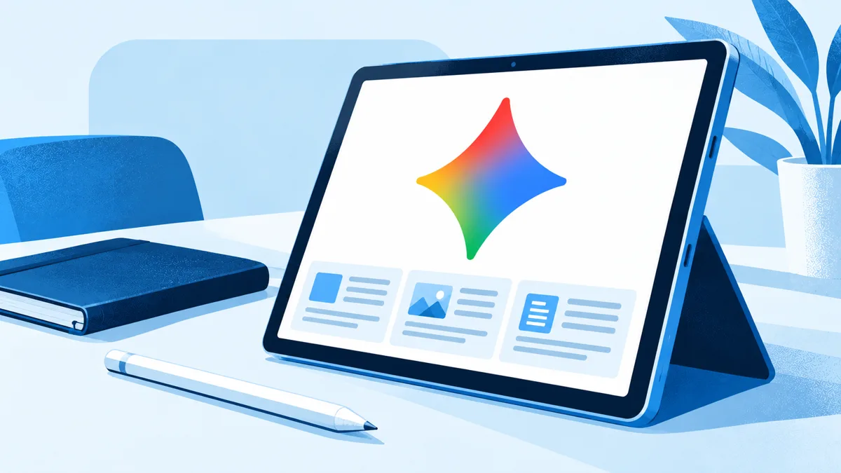 Illustration of a tablet showing Google Gemini