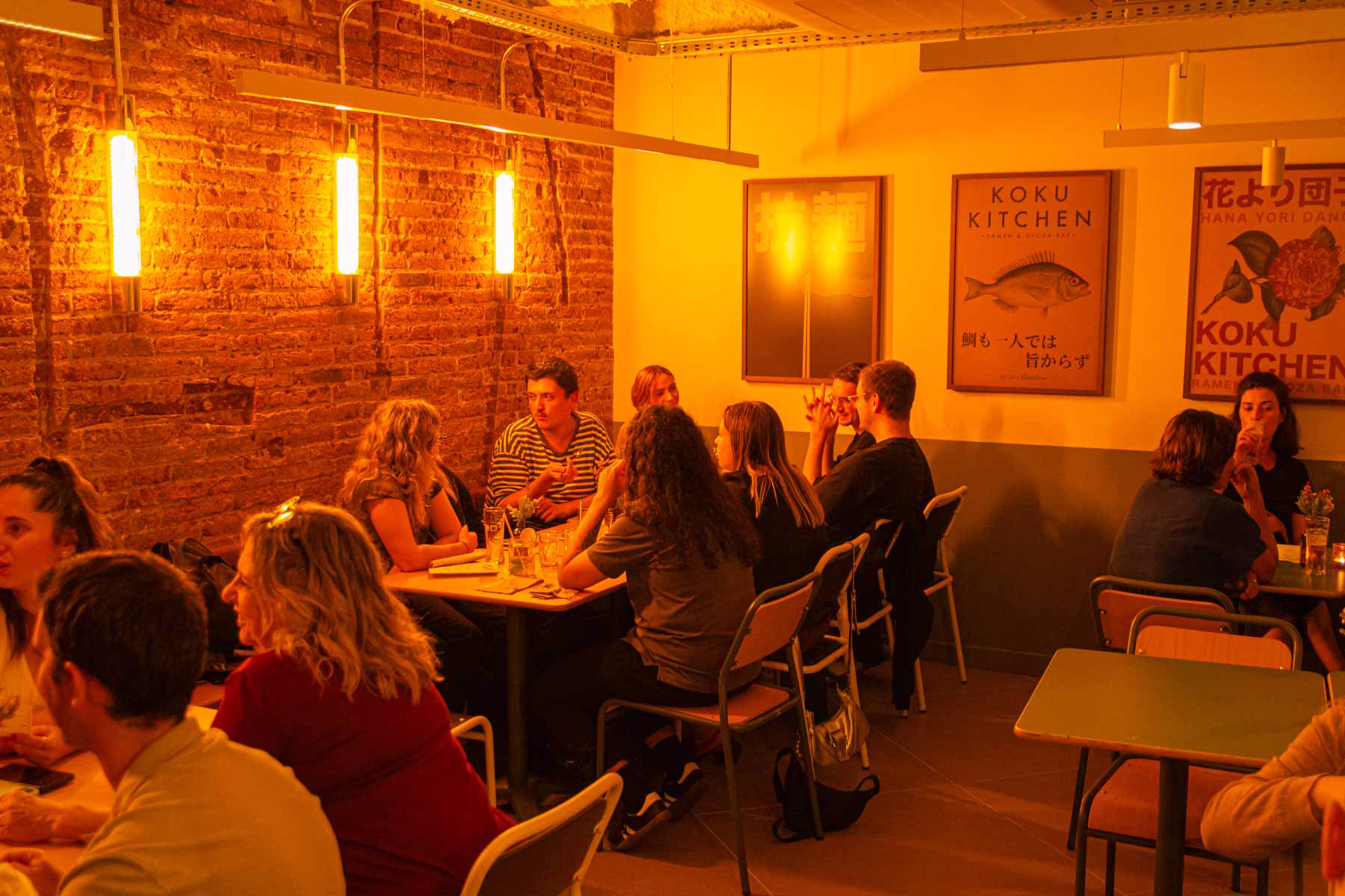 people talking inside Sant Antoni restaurant