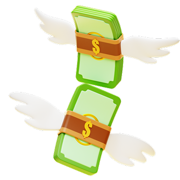 Dollar notes with  white wings 