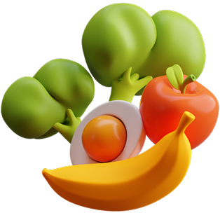 Broccoli, tomato, Egg and a banana