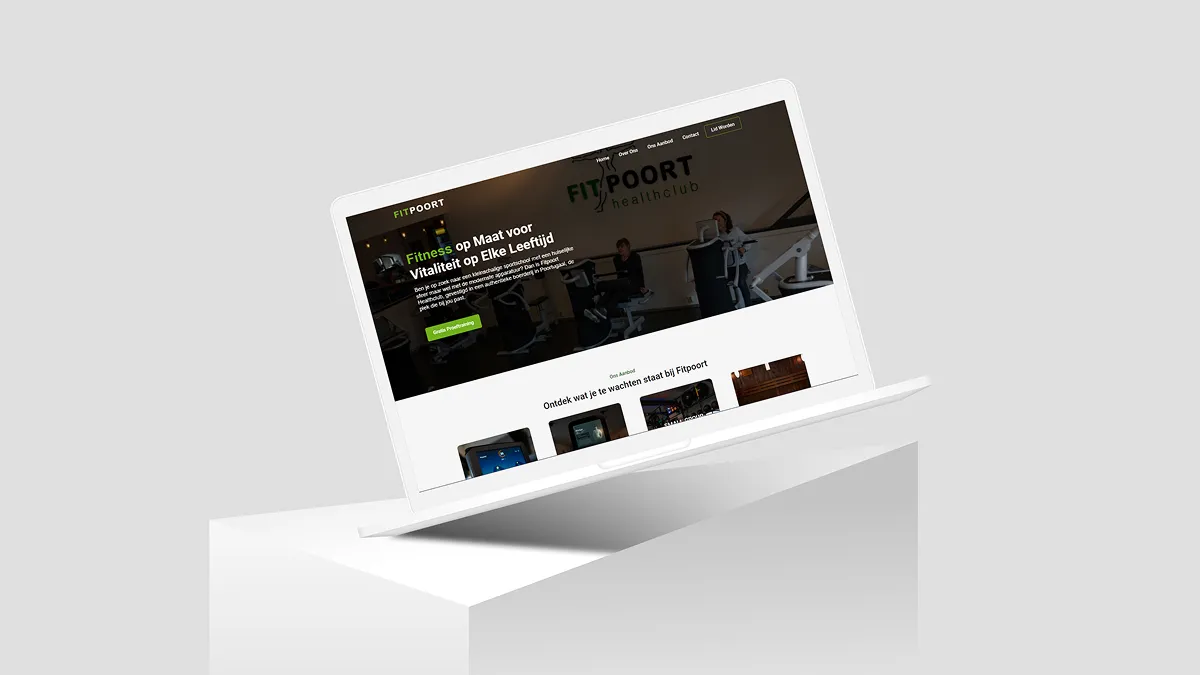Een mockup van deFitpoort Healthclub website.