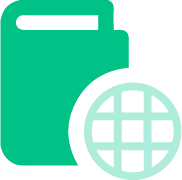 أيقونة حقيبة خضراء مع رمز شبكة دائرية فاتحة بجانبها.