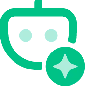 أيقونة روبوت وجهه بسيط مع نجمة في الأسفل اليمنى.