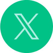 شعار منصة إكس X على خلفية دائرية خضراء.