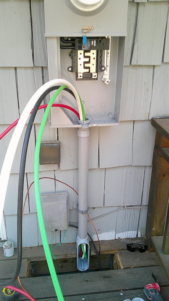 Electrical panel installation with wires connected, showcasing residential electrical services in Minneapolis, MN.