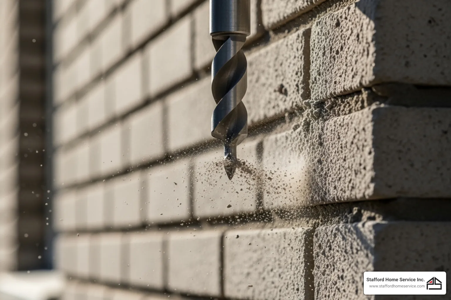 A close shot of screw drill in the wall 