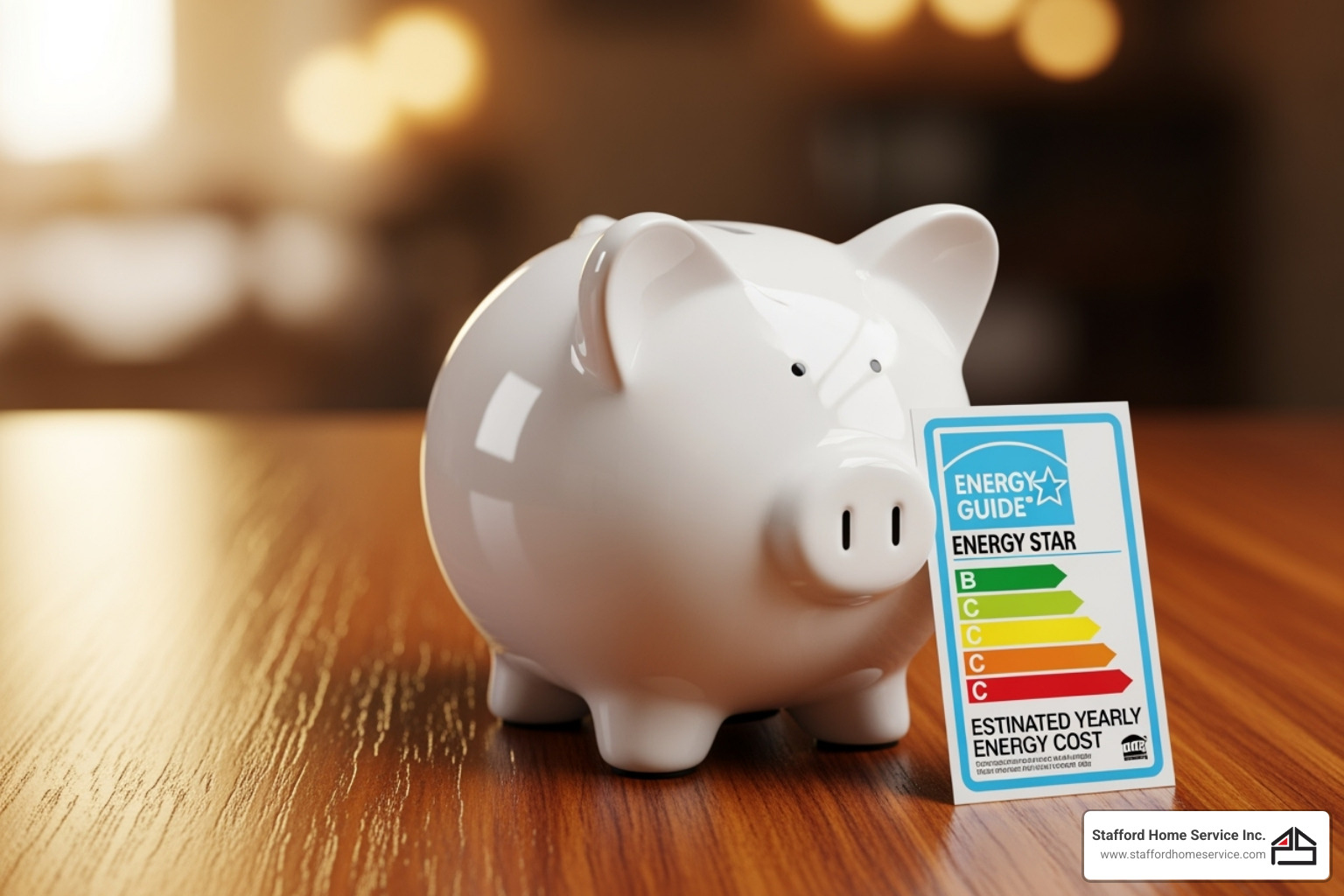 a piggy bank next to an energy-efficient appliance tag, symbolizing smart financial choices - financing ac installation