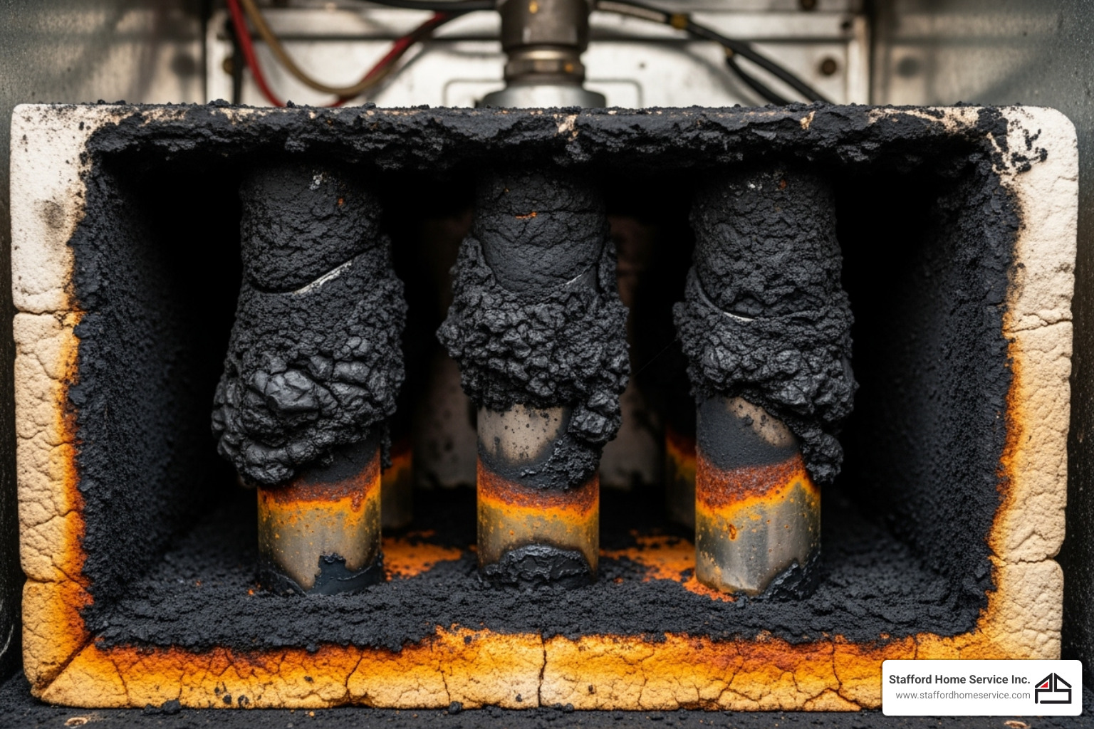 soot buildup near furnace burners - furnace heat exchanger