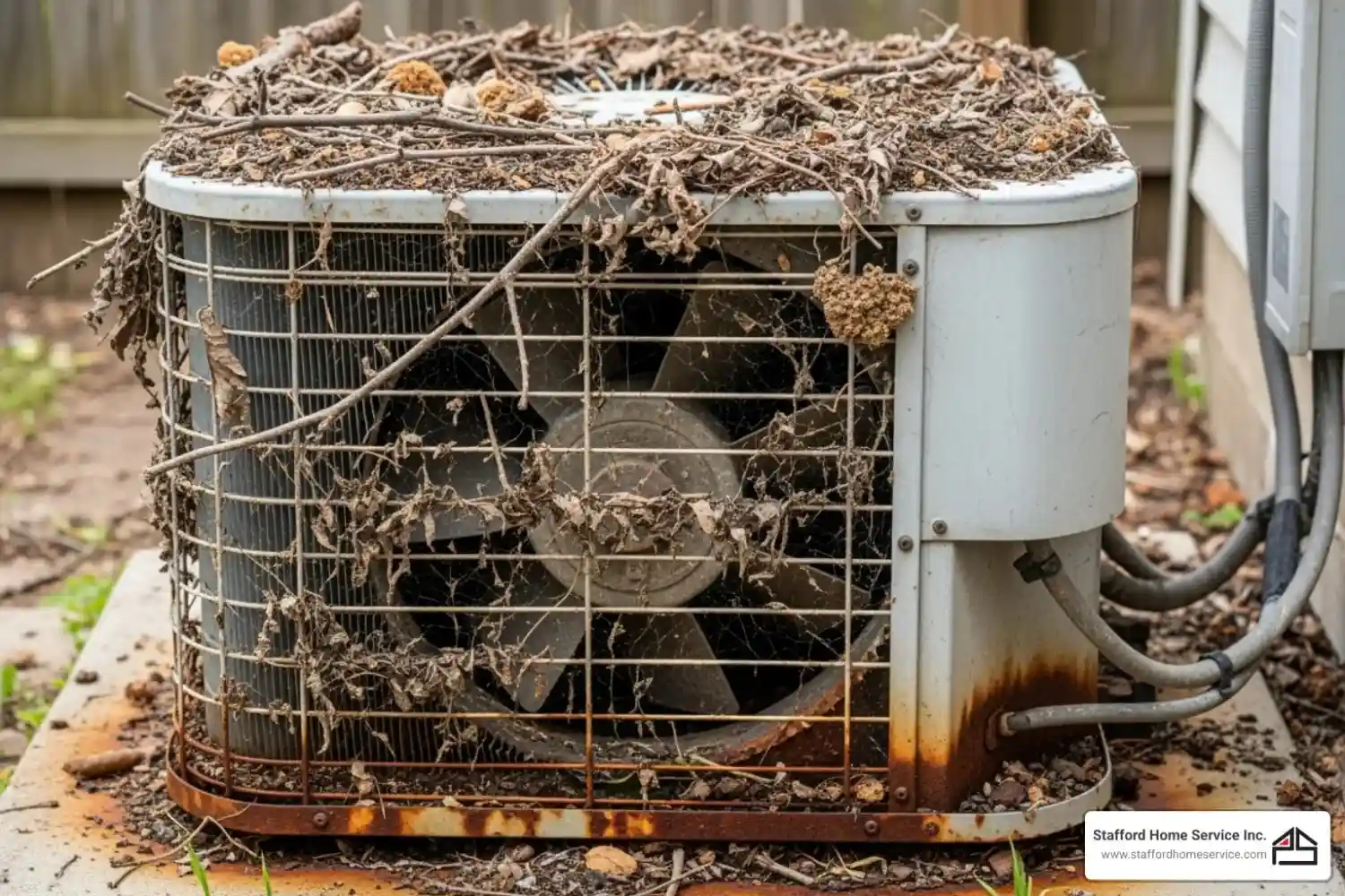 Image of ice buildup on an AC unit's evaporator coils - AC blowing hot