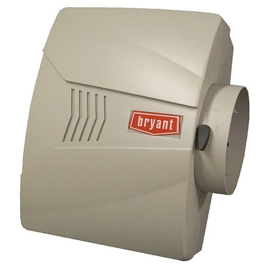 Bryant whole-house humidifier designed for HVAC systems, promoting indoor air quality and moisture control in homes.