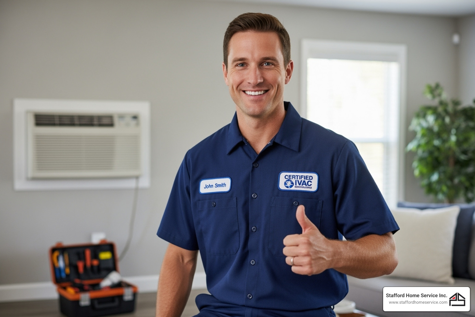 certified technician smiling and giving a thumbs-up - ac installation minneapolis