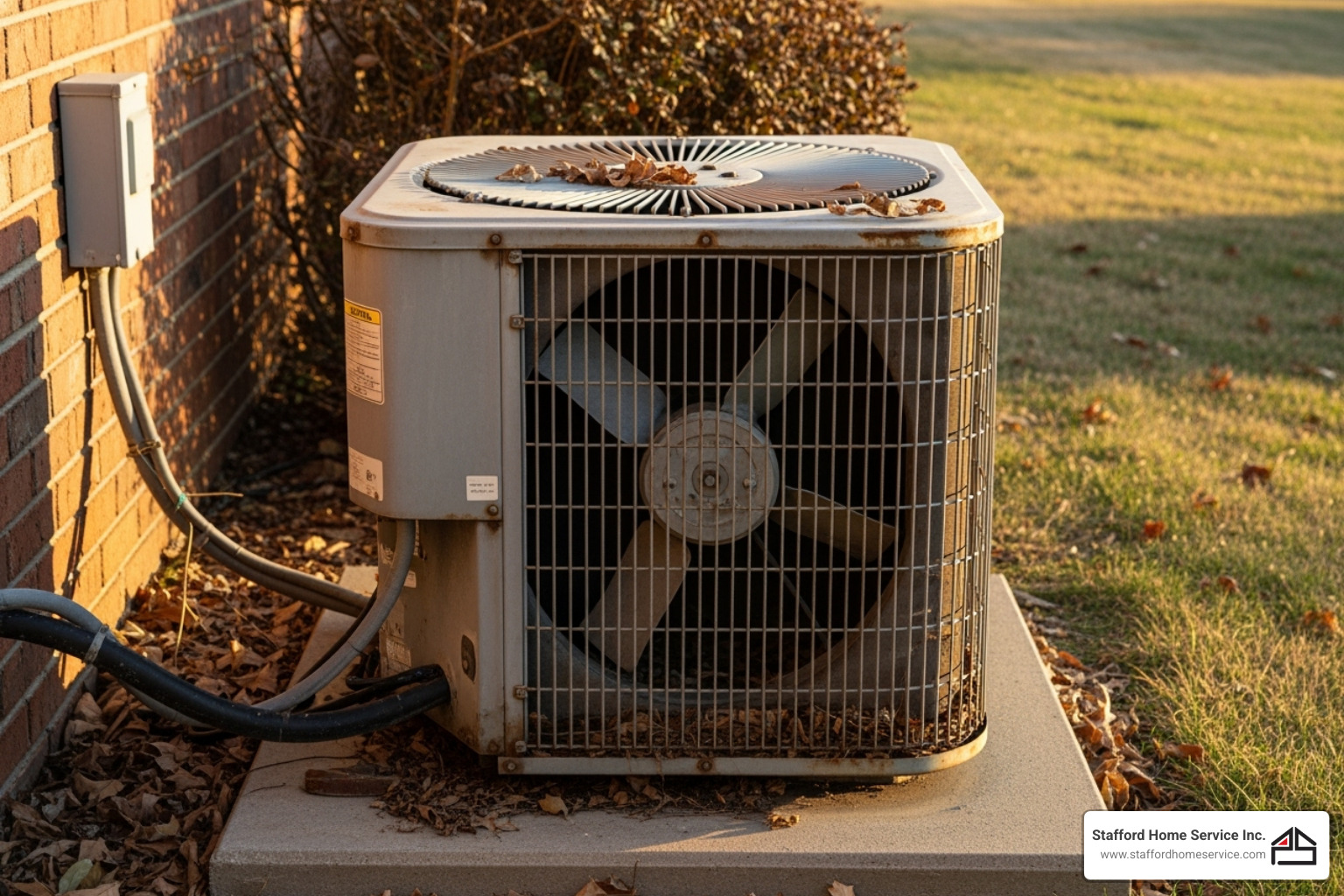 old, weathered outdoor AC unit - ac installation minneapolis
