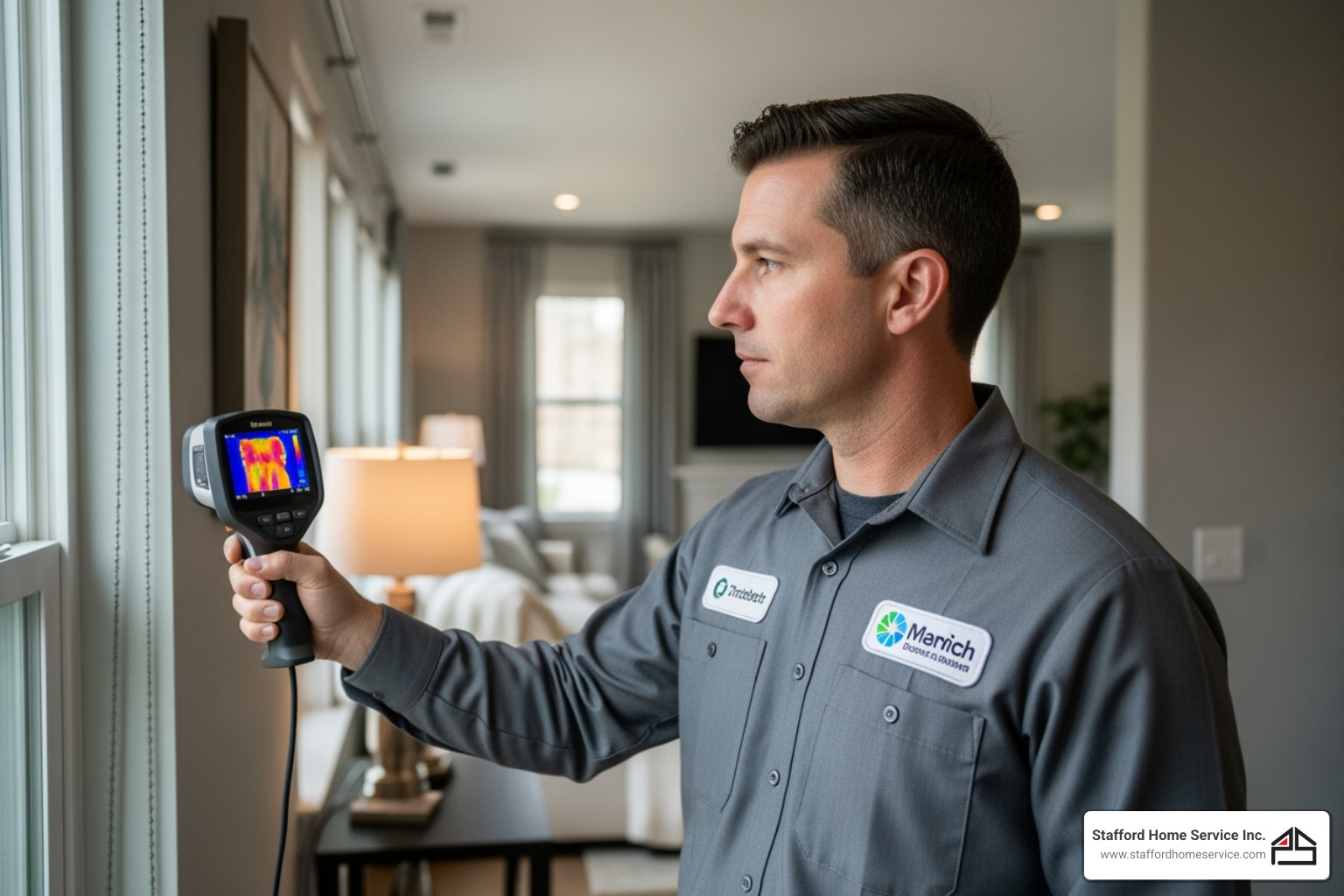 Technician performing a home energy audit - Heat pump installation cost Technician performing a home energy audit - Heat pump installation cost