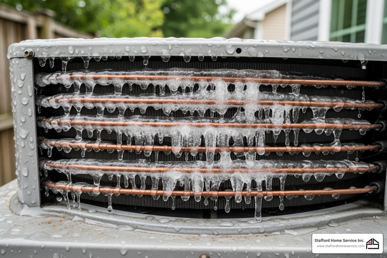 outdoor AC unit with ice on the coils - 24-hour ac repair woodbury mn