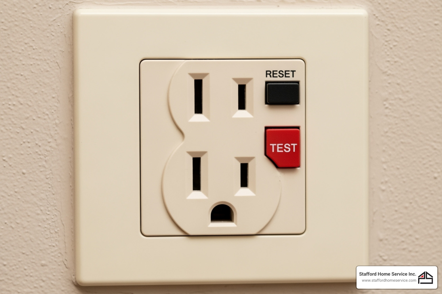 GFCI outlet with the test button visible - electrician st louis park